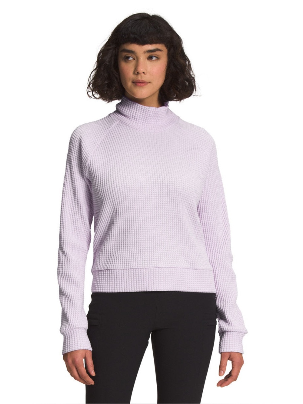 The North Face Chabot Mock Neck Long Sleeve Waffle Knit Sweater - Light Purple
